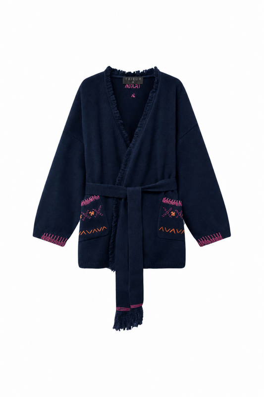 Hand Embroidered * The Navajo * cashmere wool cardigan