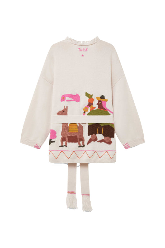 Hand Embroidered * The Navajo * cashmere wool cardigan