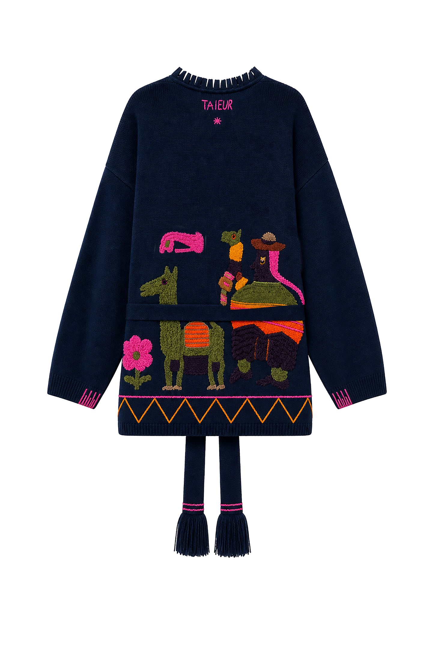 Hand Embroidered * The Navajo * cashmere wool cardigan